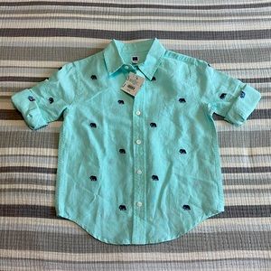 Janie and Jack Boys Linen Elephant Shirt, size 4 NWT